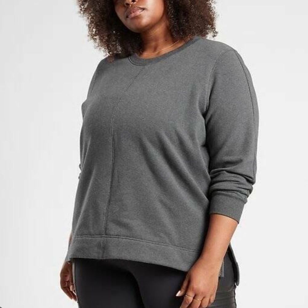 Athleta retroplush‎ gray Heather crewneck women’s plus size 1x
